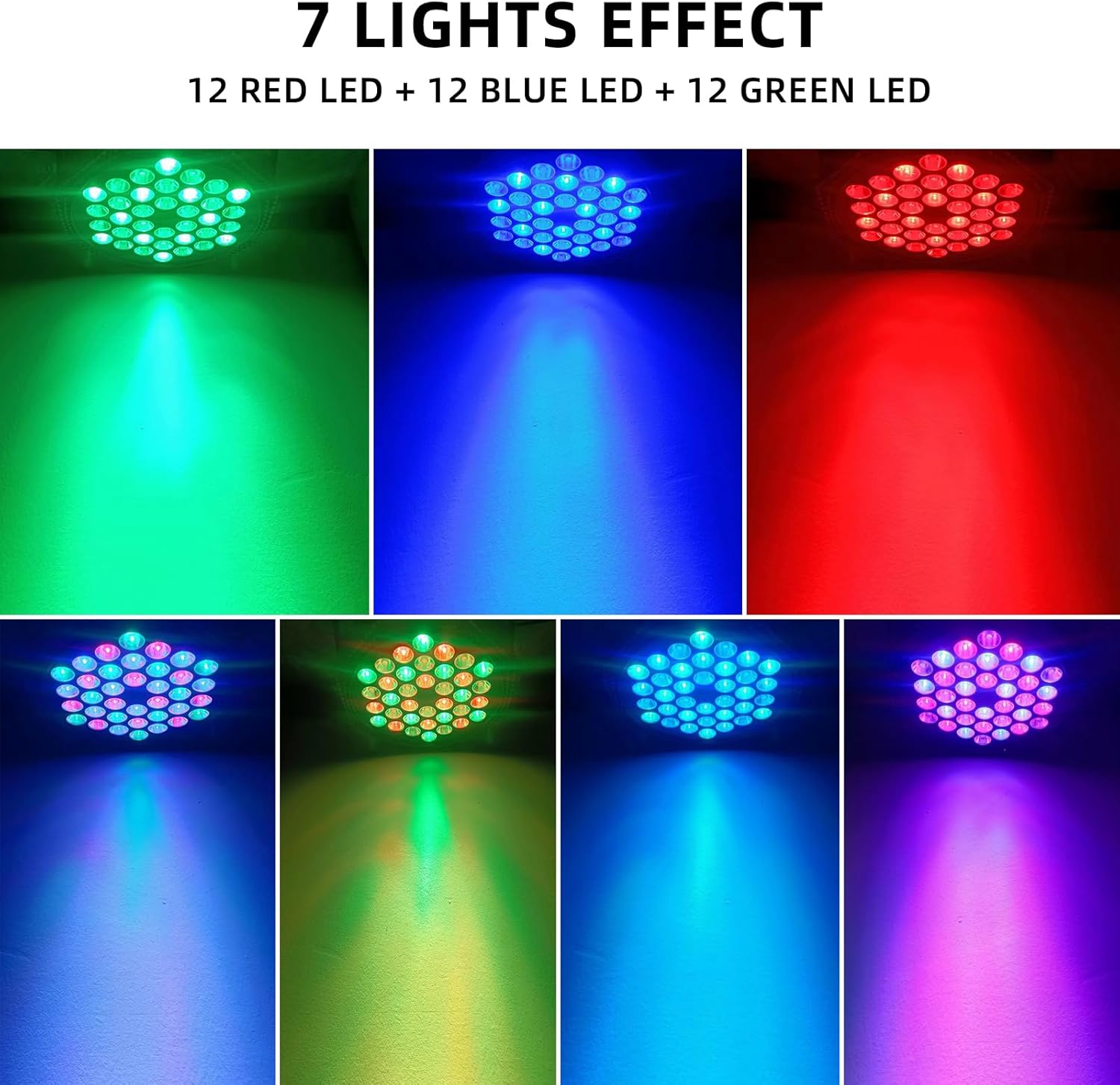 2-Pack LED Par Lights DJ Stage Light for Parties | 36LED, RGB, 9-Mode, Sound Activated, DMX Control, Uplighting for