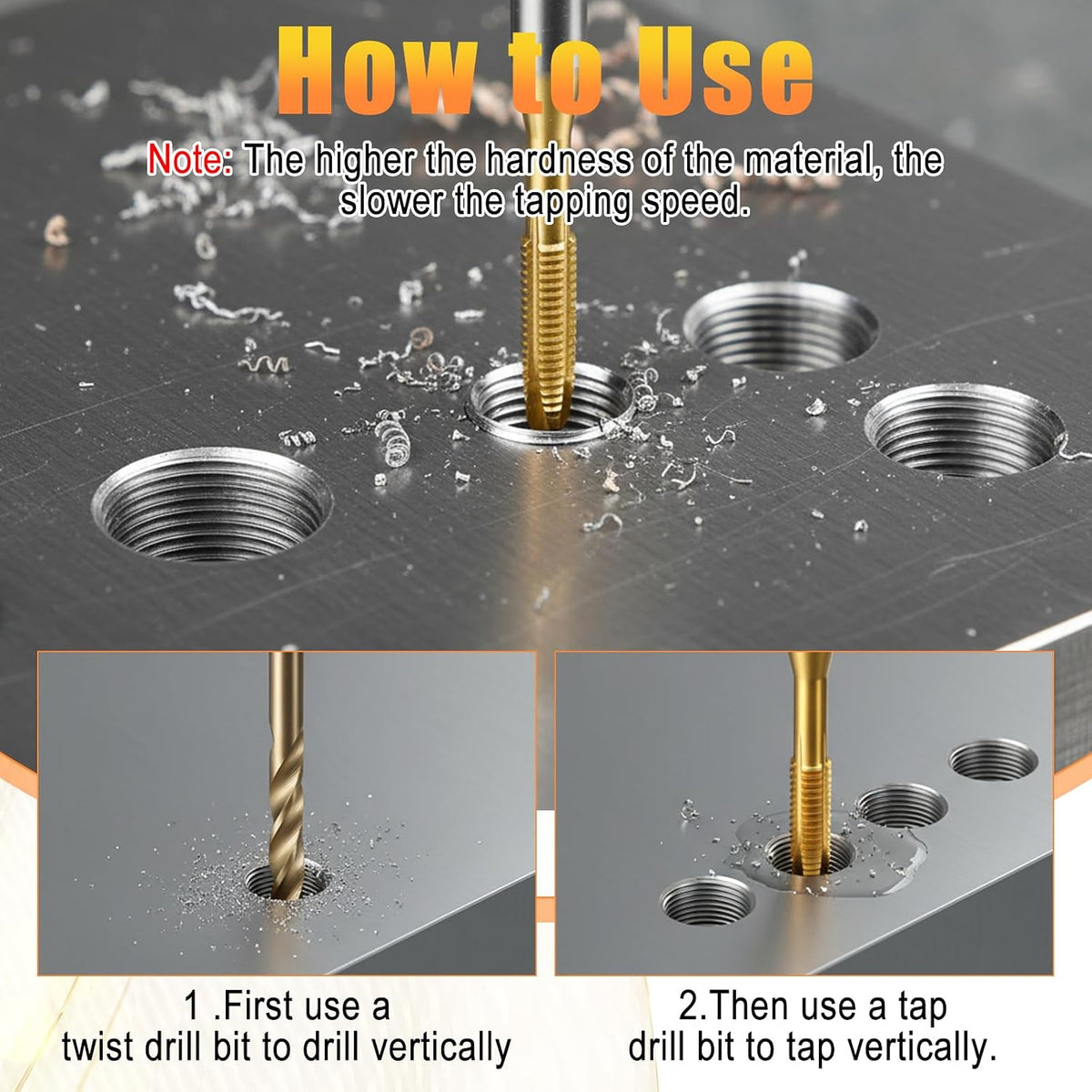 4-Piece Metric Tap & Drill Bit Set, Precision Screw Threading Tools