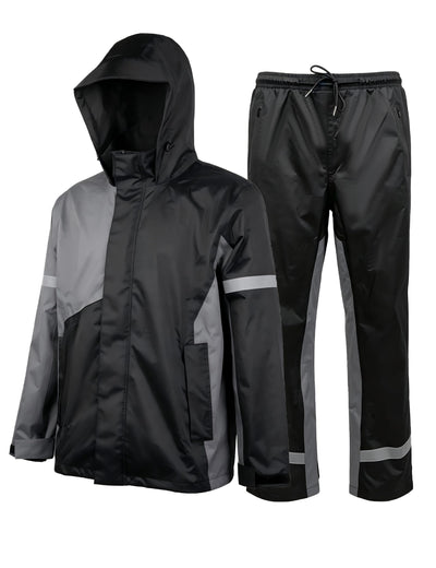 Mens Rain Suit Waterproof Rain Jacket with Rain Pants 2 Pieces