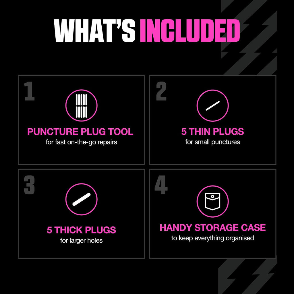Puncture Plug Kit - Tubeless Tyre Puncture Repair with Plugger and Plugs
