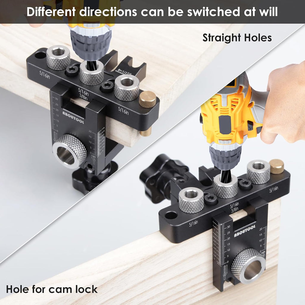 Self Centering Doweling Jig Kit - Dowel Jig Kit for Straight Holes, Adjustable Width Woodworking Joints Tool Drill
