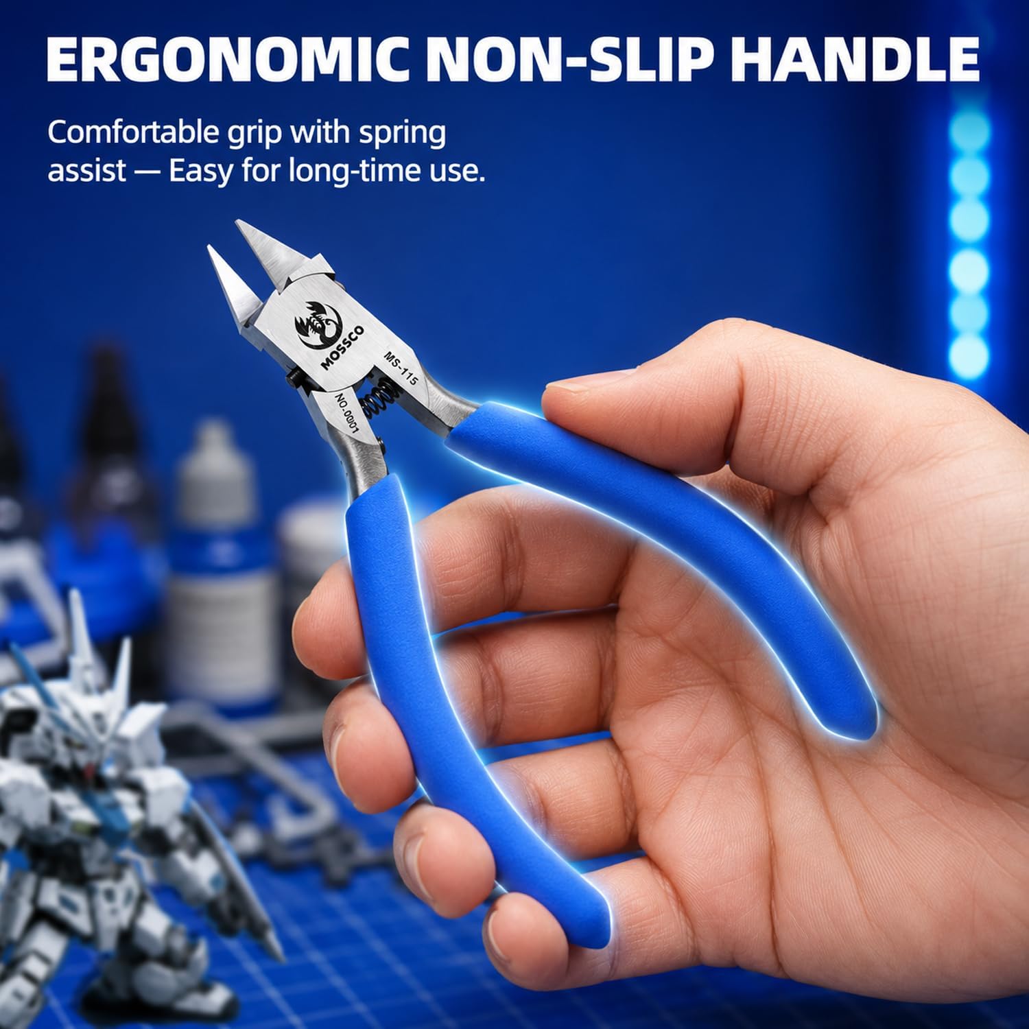 Model Nippers, 4.6-Inch Ultra-Thin Single-Blade Sprue Cutter with Spring-Loaded Non-Slip Grip for Beginner Plastic