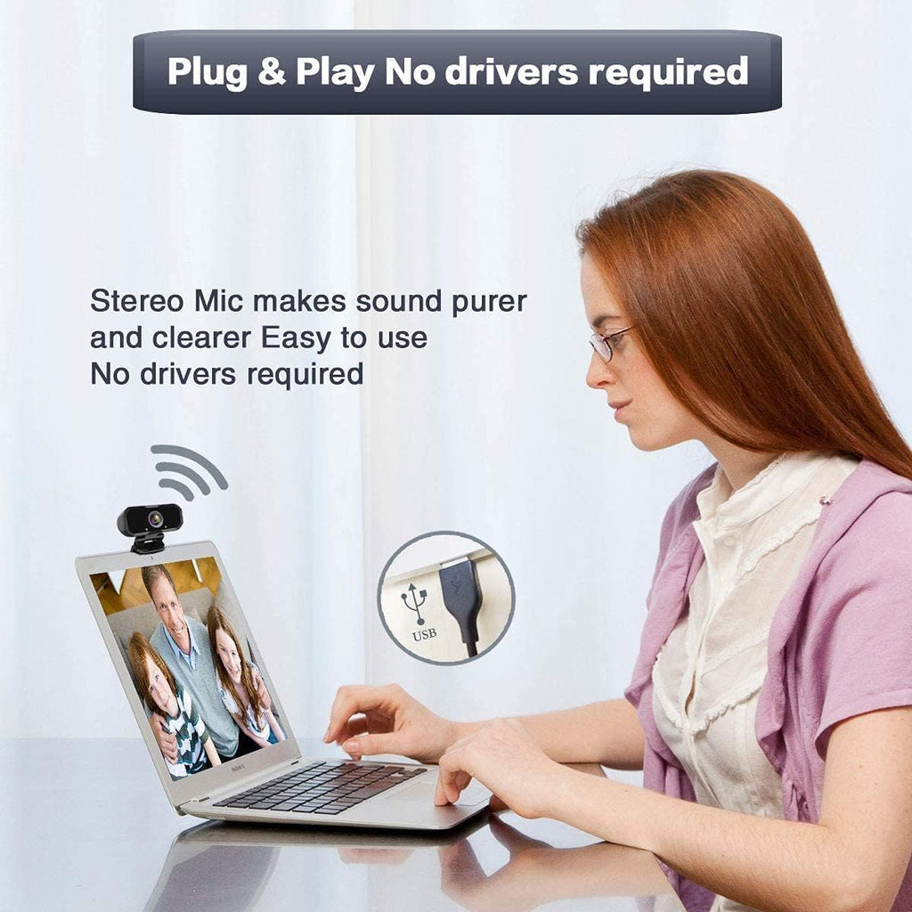 Webcam 1080p HD Computer Switch 2 Camera - Microphone Laptop USB PC Webcam with Tripod Stand, 110 Degree Live