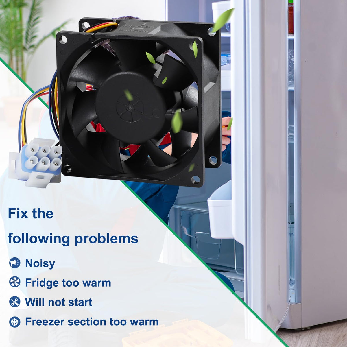 Refrigerator Evaporator Fan Motor for GE Models GFE26GGKIWW GFE26GMHDES GFE26GMHEES GFE26GMHFES GFE26GGHEBB GFE26GGHEWW GFE26GGHFBB GFE26GGHFWW GFS26GMNBES GFE26GMKJES GFE26GGHDBB GFE26GGHDWW