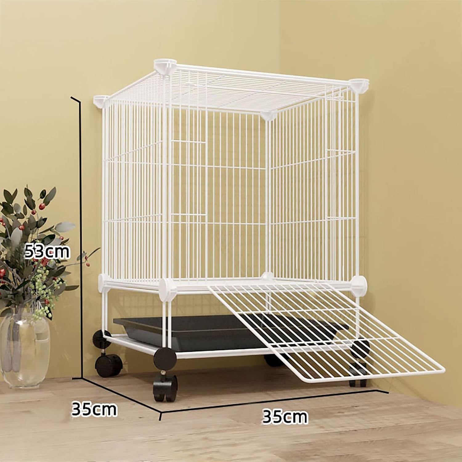 Cat Cages, Rabbit Cage Small Animal Cages Bird Cage Pet Playpen Puppy Pen with Door Indoor/Outdoor DIY Metal Pet Fence