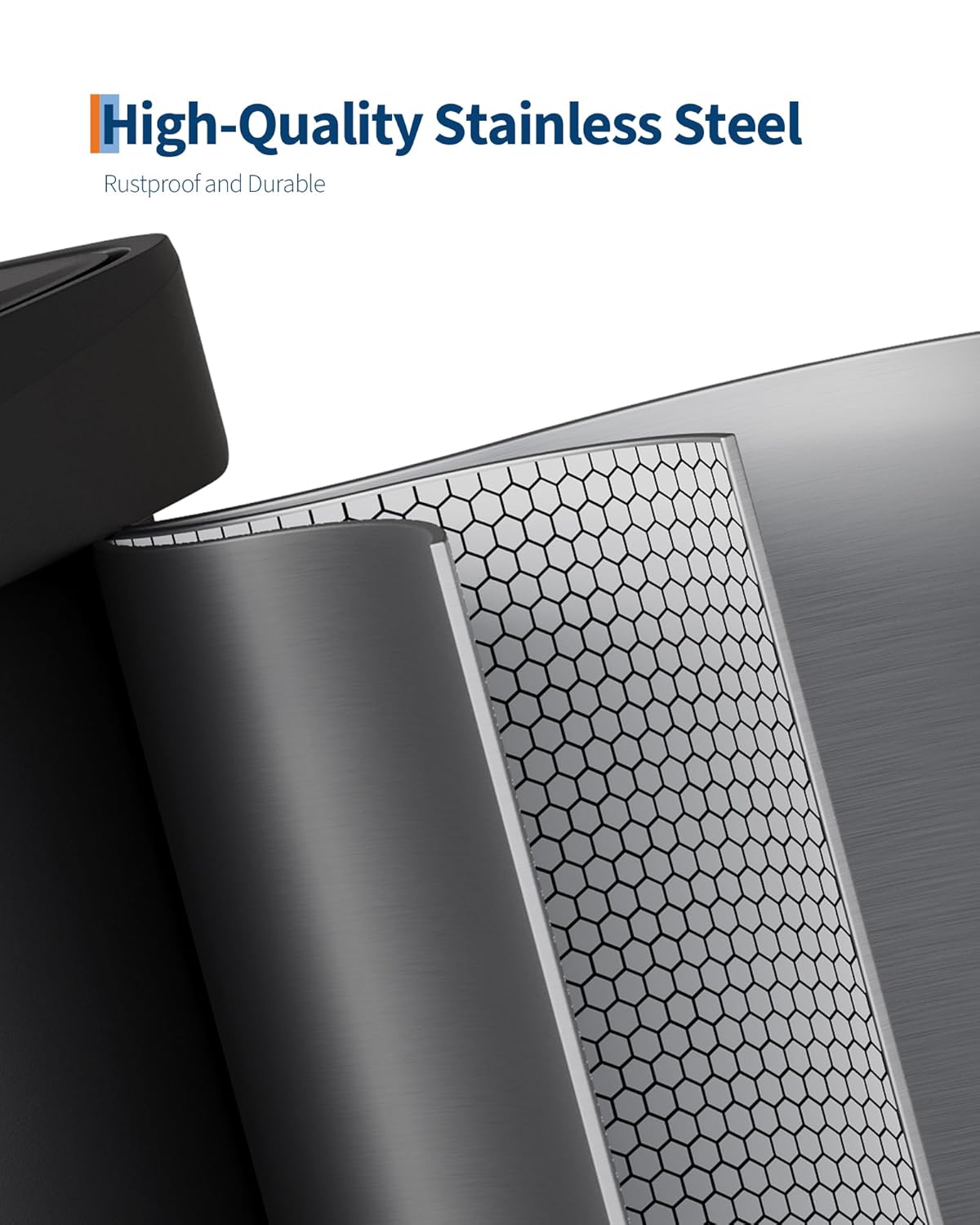 13 gal / 50 L Stainless Steel Trash Can with Lid, Large Garbage Can for Kitchen, Rustproof Step-on Kitchen Metal