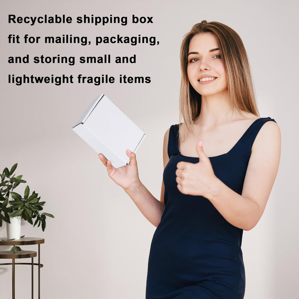 6x4x2 Inches Shipping Boxes Pack of 25, White Small Corrugated Cardboard Box for Mailing Packing Literature Mailer