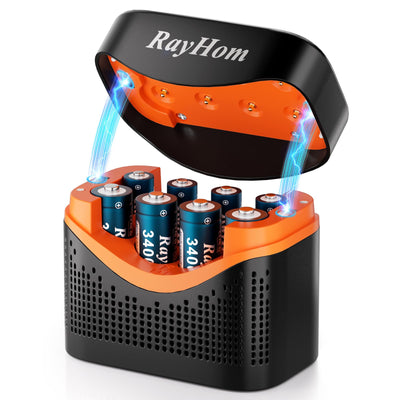 4 AA and 4 AAA Rechargeable Lithium Batteries with 8 Slot Li-ion Charger