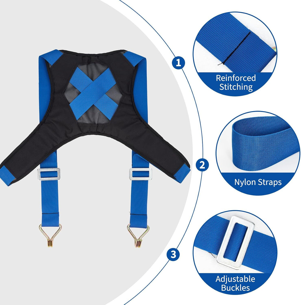 Moving Straps for Furniture, 2-Person Lifting System with Back Support, Heavy-Duty Nylon-Like Material Holds Up to