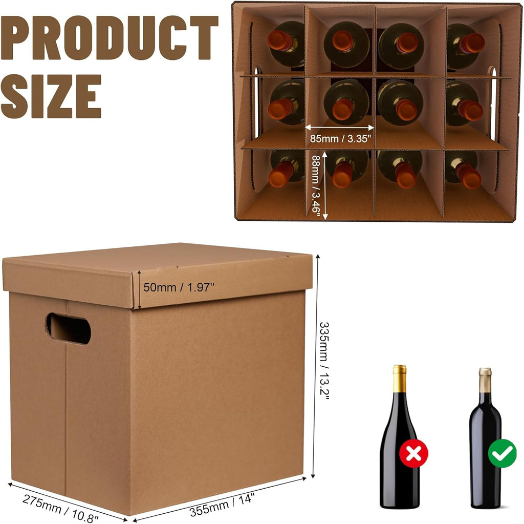 12 Bottle Wine Shipping Boxes 2 Pack with Dividers Heavy Duty Box