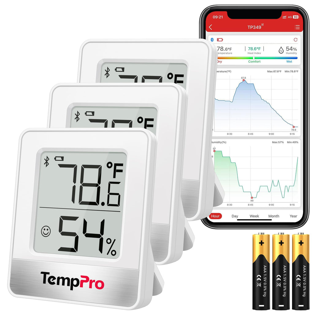 TempPro TempAir 260FT Bluetooth Indoor Thermometer Hygrometer, 3 Pack
