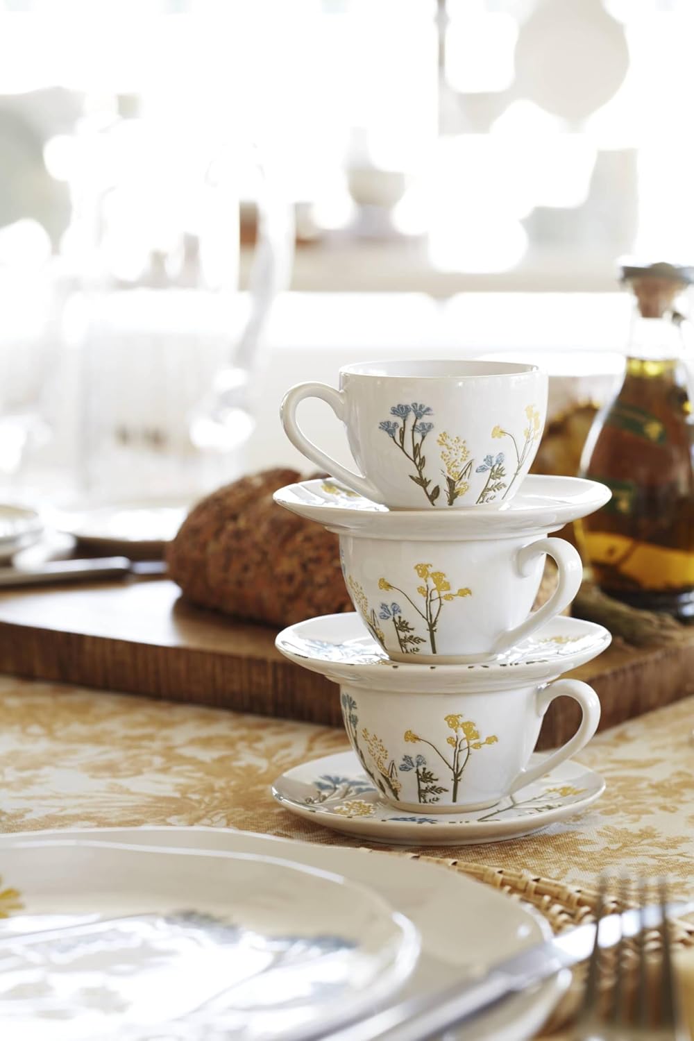 896612 Wildflowers 8-Piece Espresso Cups & Saucers Set