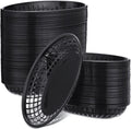 100 Pcs Black Plastic Fast Food Baskets Oval Chip Serving Tray
