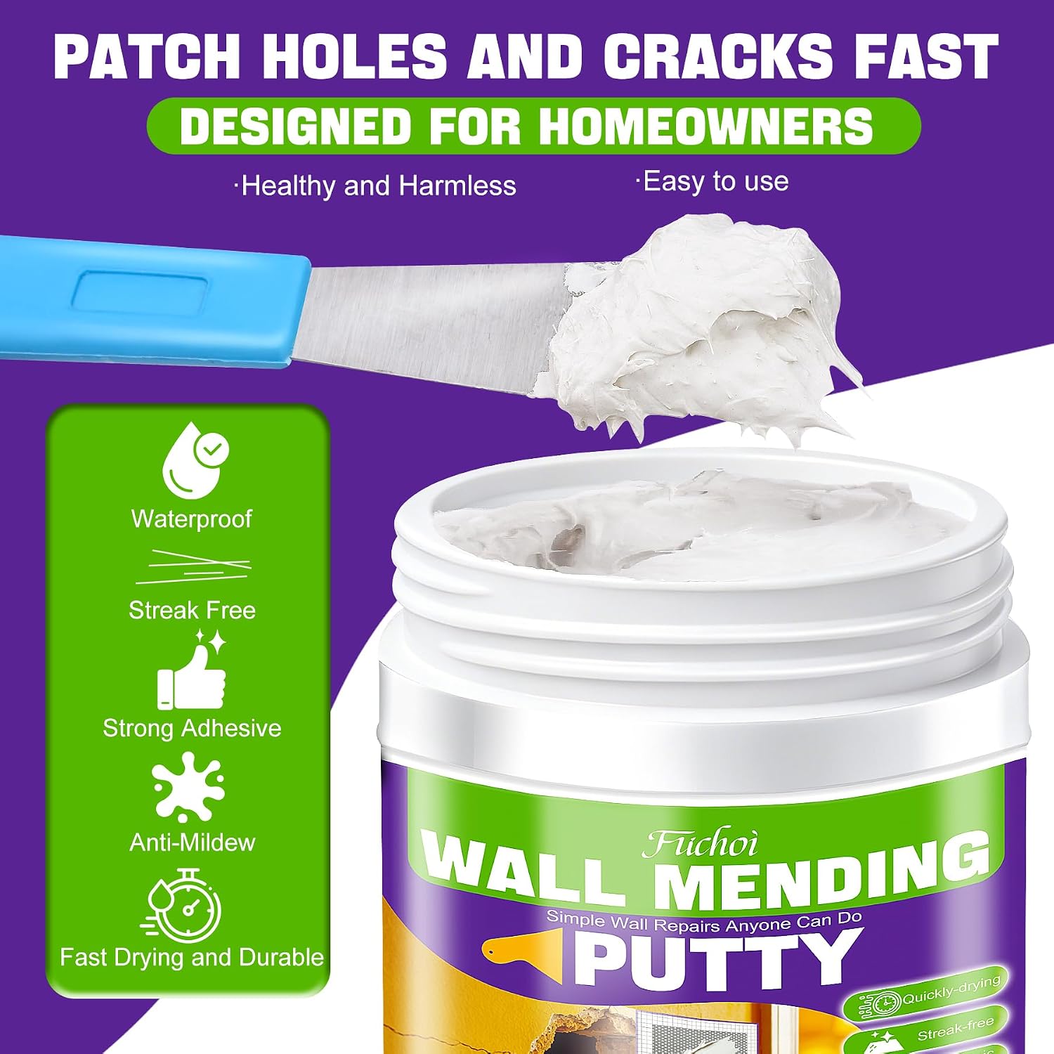 Drywall Repair Kit, 10.5oz Wall Spackle Paste,Drywall Hole Patch Repair Kit | For filling nail holes and crack on