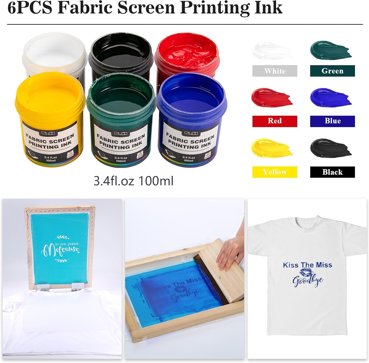 59 Pieces All-in-One Screen Printing Kit with Screen Printer, 50W Exposure Screen Printing Light, Photo Emulsion Kit