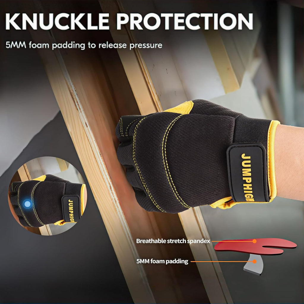 Safety Work Gloves, Men's Utility Mechanic Working Gloves for All Purpose, Touchscreen Compatible, Flexible
