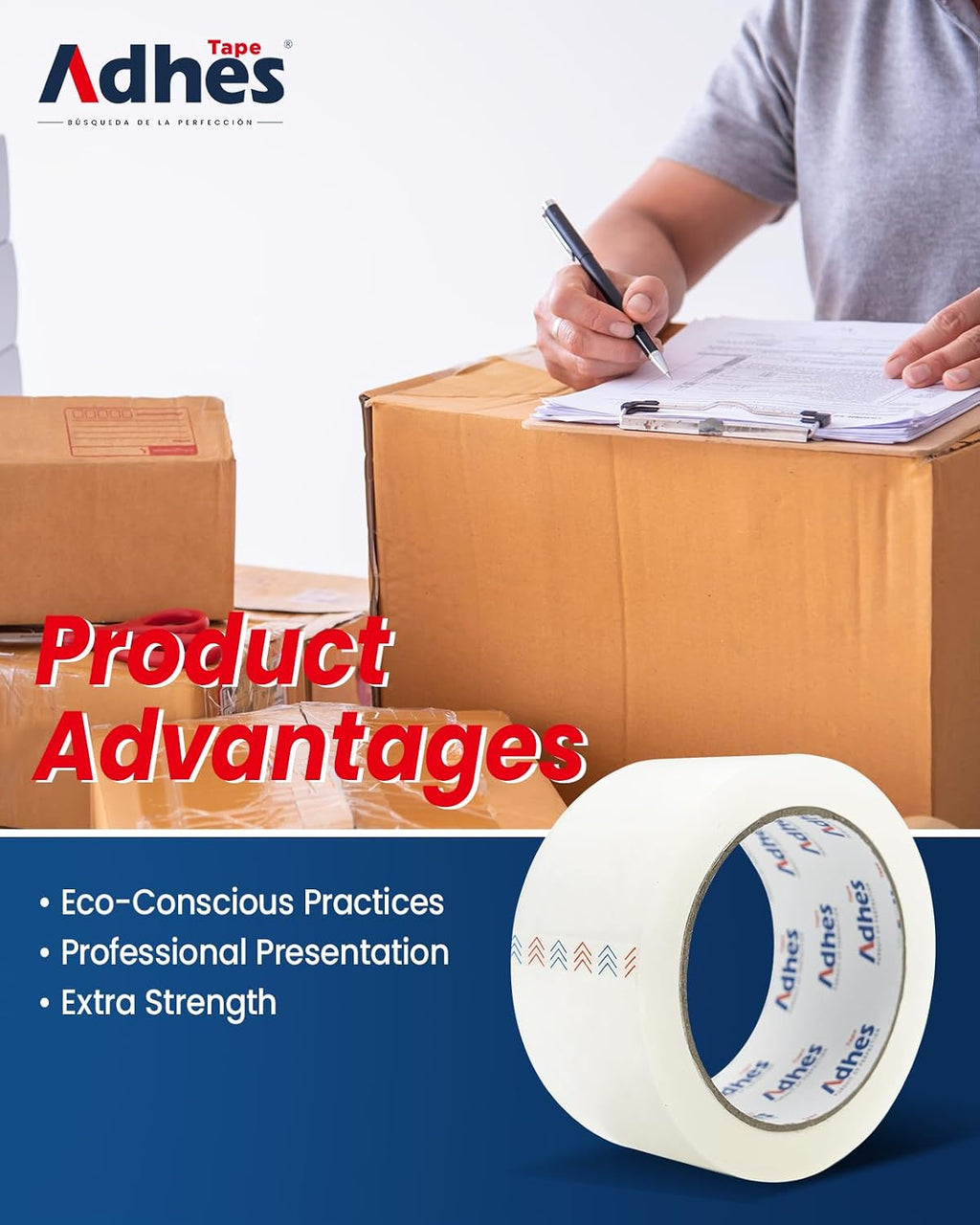 ADHES Packaging Tape 2.7MIL Heavy Duty Packing Tape Mailing Tape, 6 Rolls | 1.88" x 165 ft (55 Yards) Clear Shipping