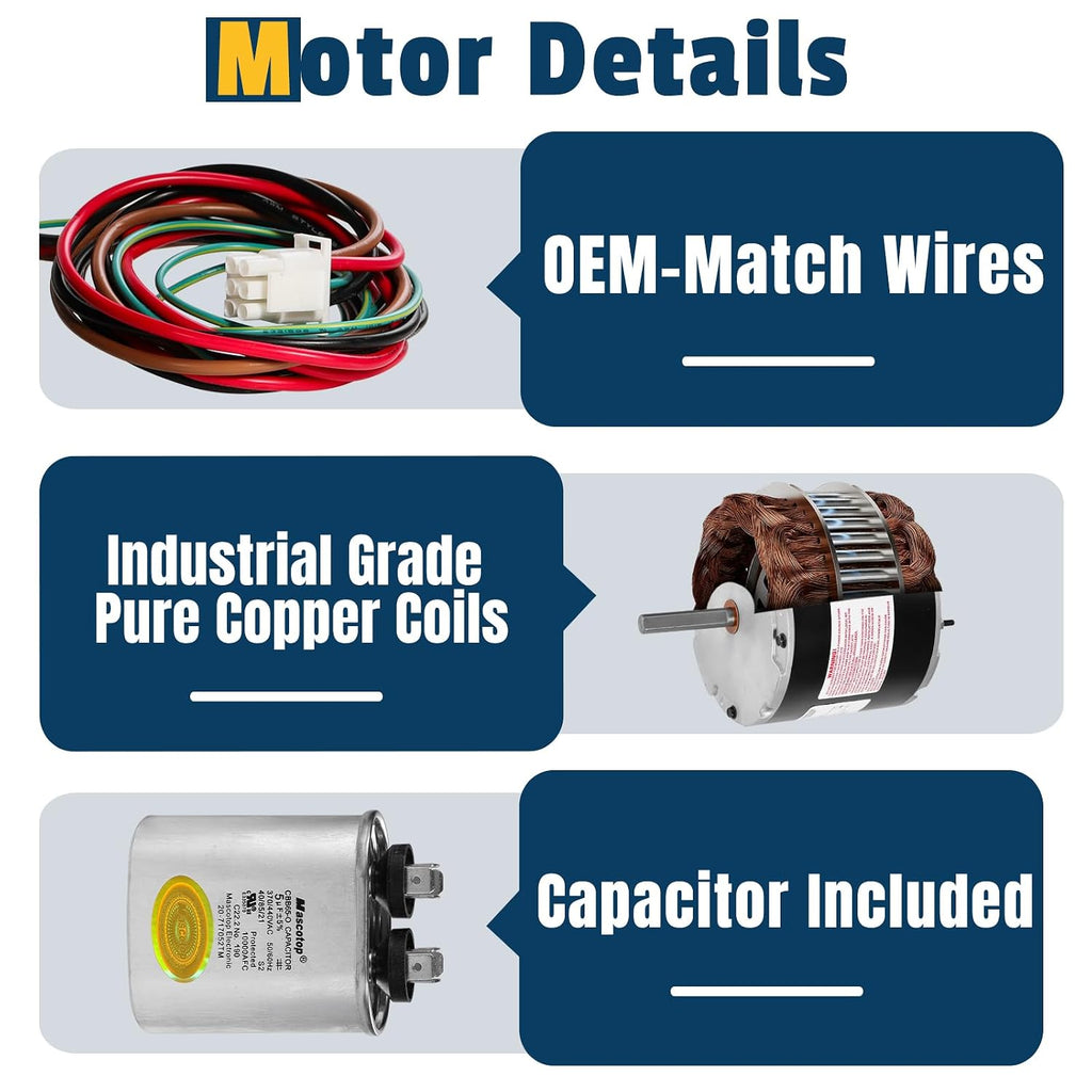 F48AA68A50 Condenser Fan Motor 1/4HP 208-230V Fits Genteq A.O Smith