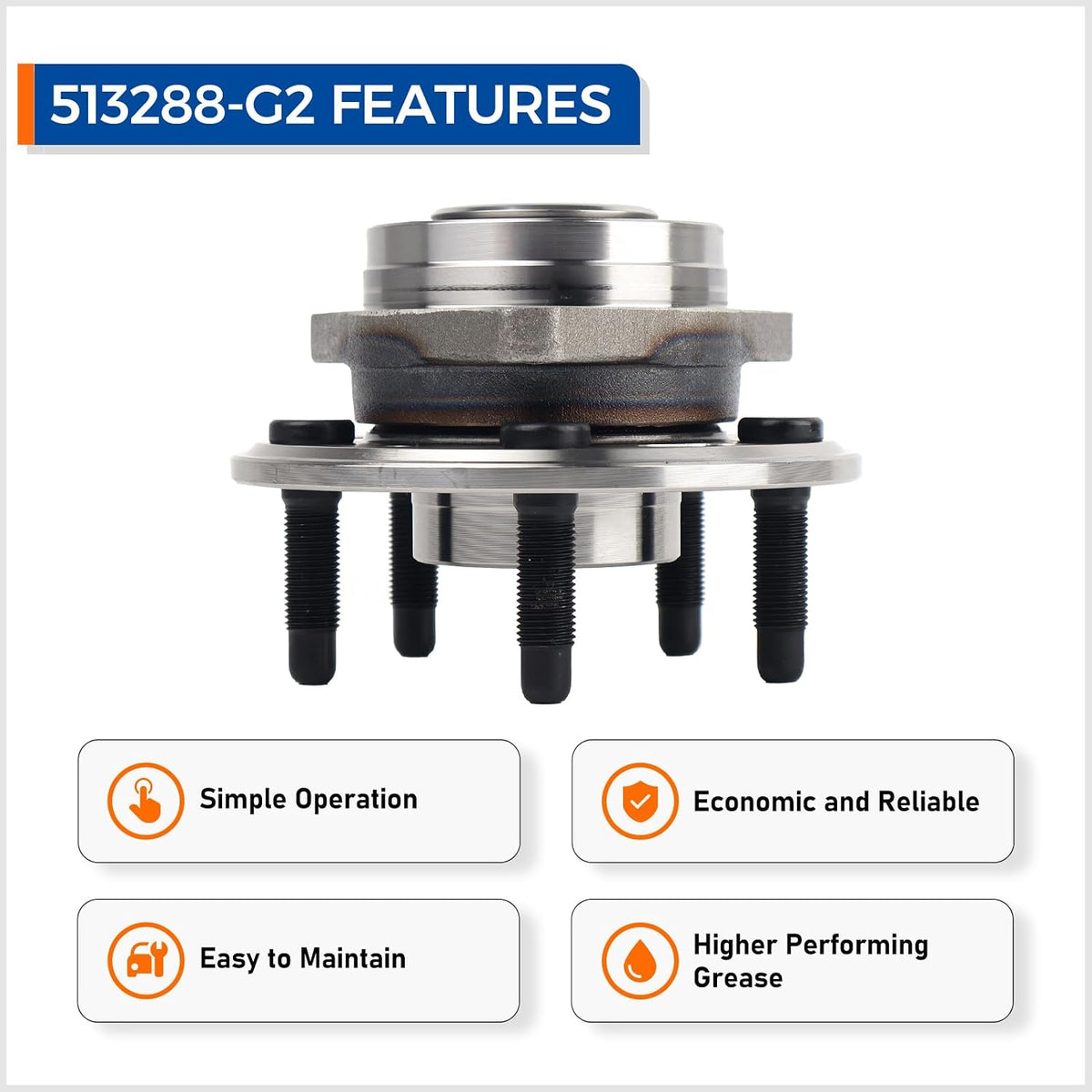 MACEL 513288 Front or Rear Wheel Hub Bearing Assembly - Compatible with Chevy Malibu, Impala, Equinox, GMC Terrain, Buick Lacrosse, Cadillac XTS, CTS, Regal - 5 Lugs w/ABS