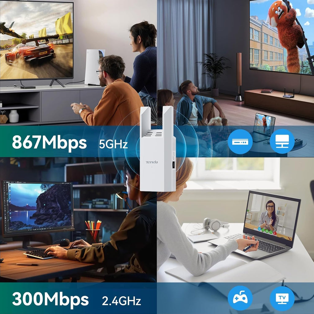 WiFi Range Extender AC1200 - WiFi Extender with Gigabit Ethernet Port, 1.2Gbps Home Signal Booster, Dual Band, Up to