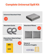 Complete Spill Absorbent Kit for Oil Water Medium-Duty Absorbing Set