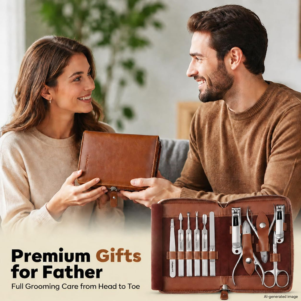 Manicure Set, 11 in 1 Professional Manicure Kit Nail Clippers Set Gifts for Fathers Husband Boyfriend,Stainless Steel