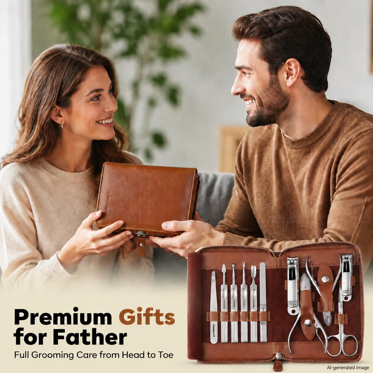 Manicure Set, 11 in 1 Professional Manicure Kit Nail Clippers Set Gifts for Fathers Husband Boyfriend,Stainless Steel