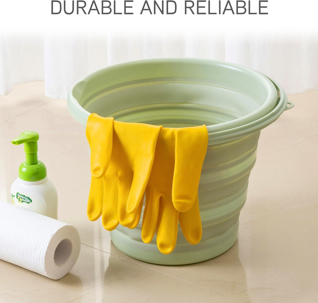 Collapsible Bucket Cleaning Set - Includes 2 Foldable Buckets, Spray Bottle, Rag, Scrubbing Brush and Sponge - Holds
