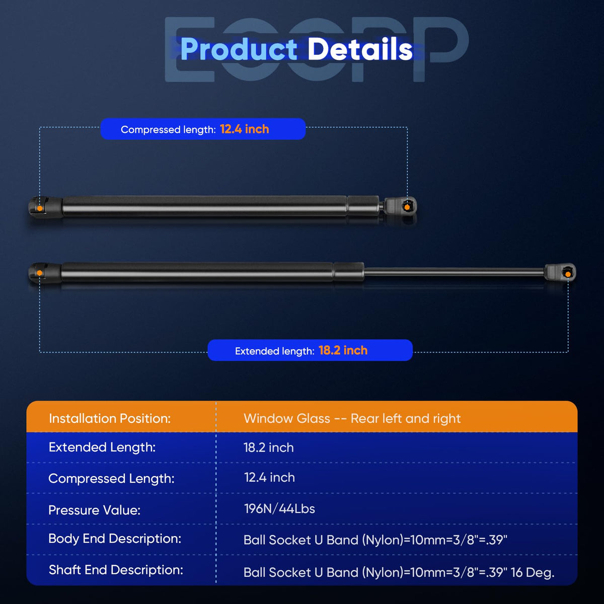 ECCPP Lift Support Struts Gas Springs Fit for Ford for Escape 2001-2007