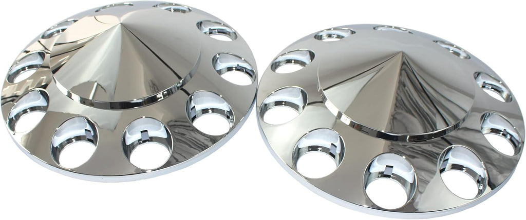 Chrome ABS Plastic Front Hub Caps Wheel Axle Covers with 33 mm Screw on Lug Nut Covers for Semi Trucks 1 Pair (Spiked)