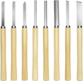 Wood Turning Chisel Set, 8 Pcs Lathe Chisel Set with Triple Tempered Chromium-Vanadium Steel for Woodworking and