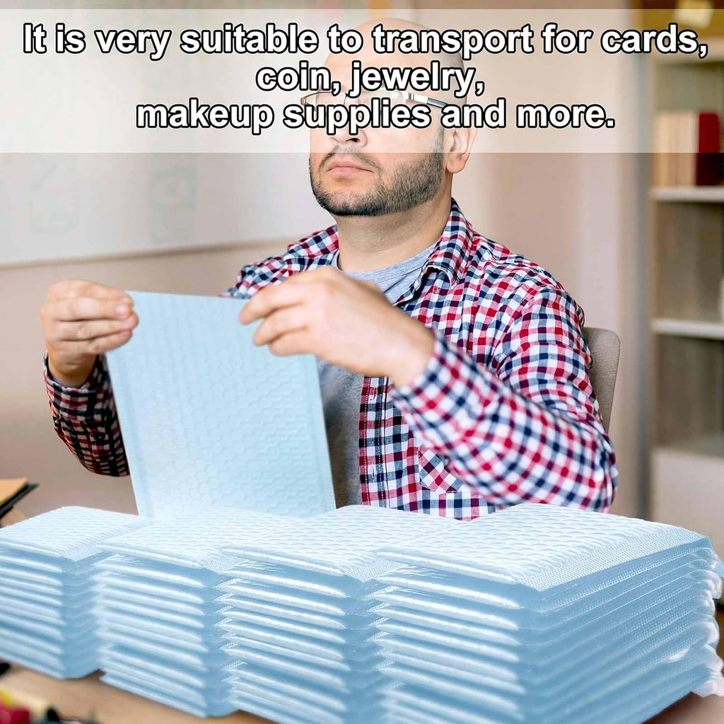 100 Pcs Blue Bubble Mailer 4 Sizes Adhesive Padded Envelopes