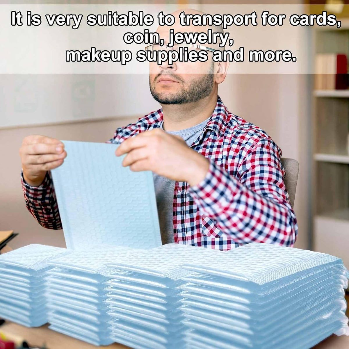 100 Pcs Blue Bubble Mailer 4 Sizes Adhesive Padded Envelopes