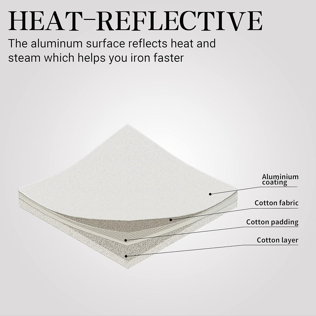 Ironing Board Cover and Pad | 100% Cotton Cover with Padding Standard Size with Aluminum Coating | Heat-Reflective