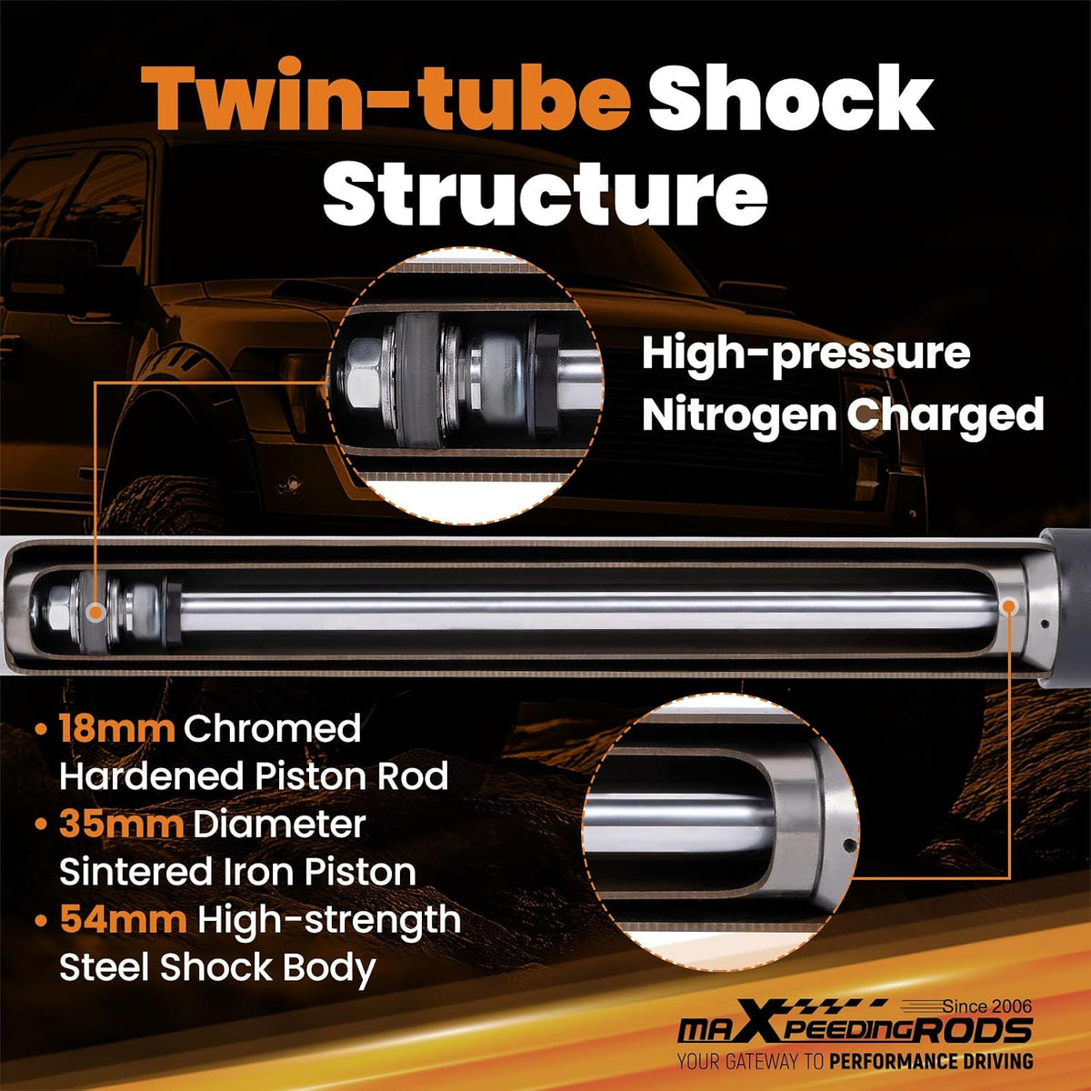 maXpeedingrods 0-2.5" Rear Shocks for Ram 1500 2002-2023