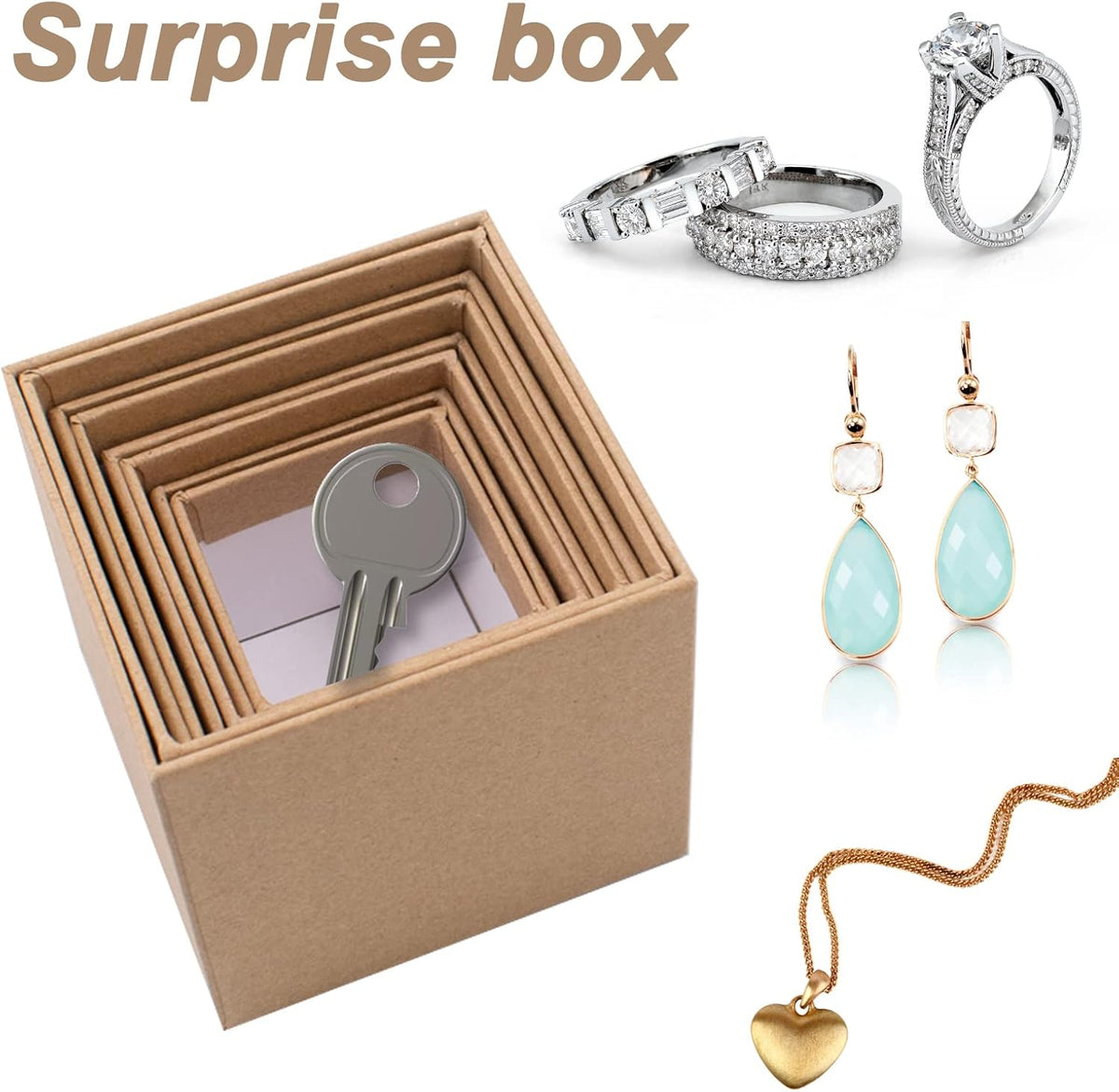 Nesting Gift Boxes Set Prank Gift Boxes Gift Wrap Boxes Surprise Box Small Square Kraft Paper Box Inside Box Gift Set