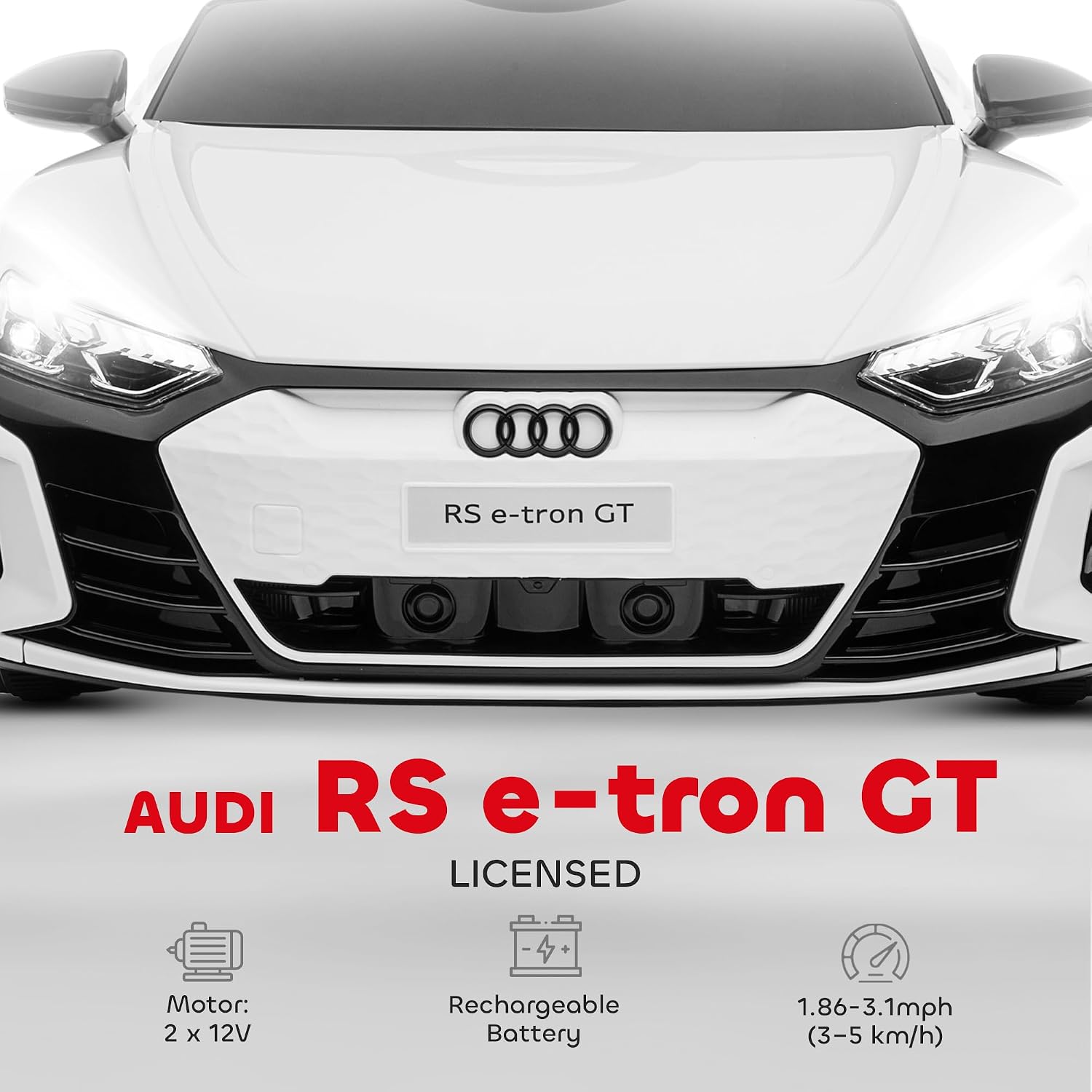 Licensed Audi RS e-tron GT 12V Ride On Car Truck for Kids White | Electric Car Ride On Vehicle, Parent Remote