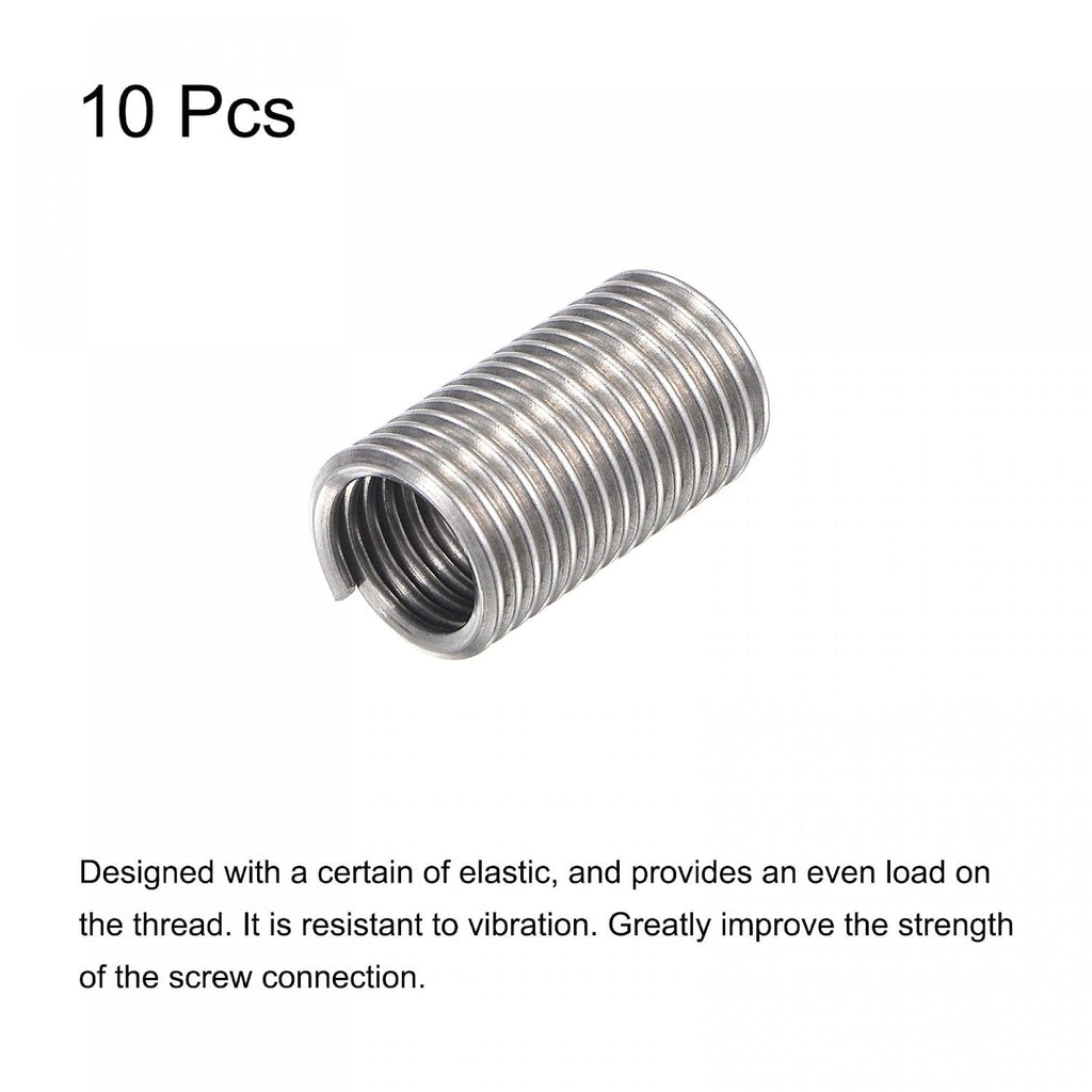 uxcell 10pcs Wire Thread Inserts 3/8-16 UNC 3D(1-1/8") 304 Stainless Steel Helical Type Coiled Thread Repair Kit Wire Screw Threaded Sleeve Sheath for Mechanical Equipment