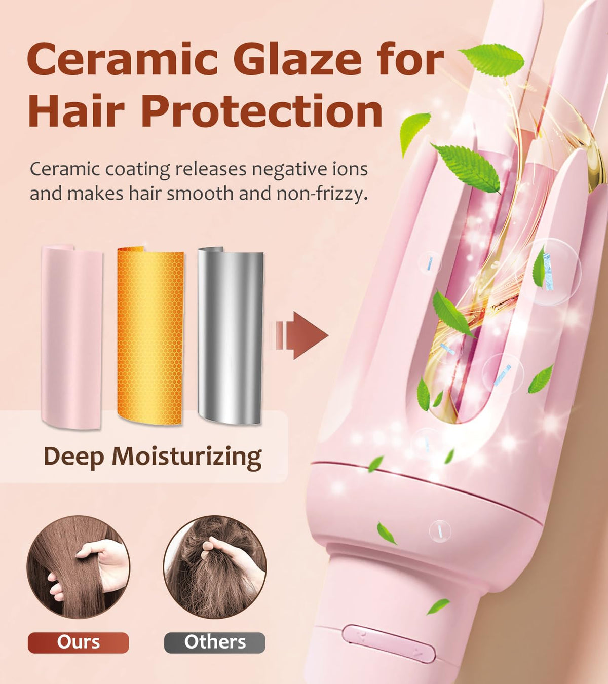 Auto Hair Curler, Automatic Curling Iron with 4 Temperature & 3 Timer, Automatic Shut-Off, Anti-Scald, Anti-Tangle