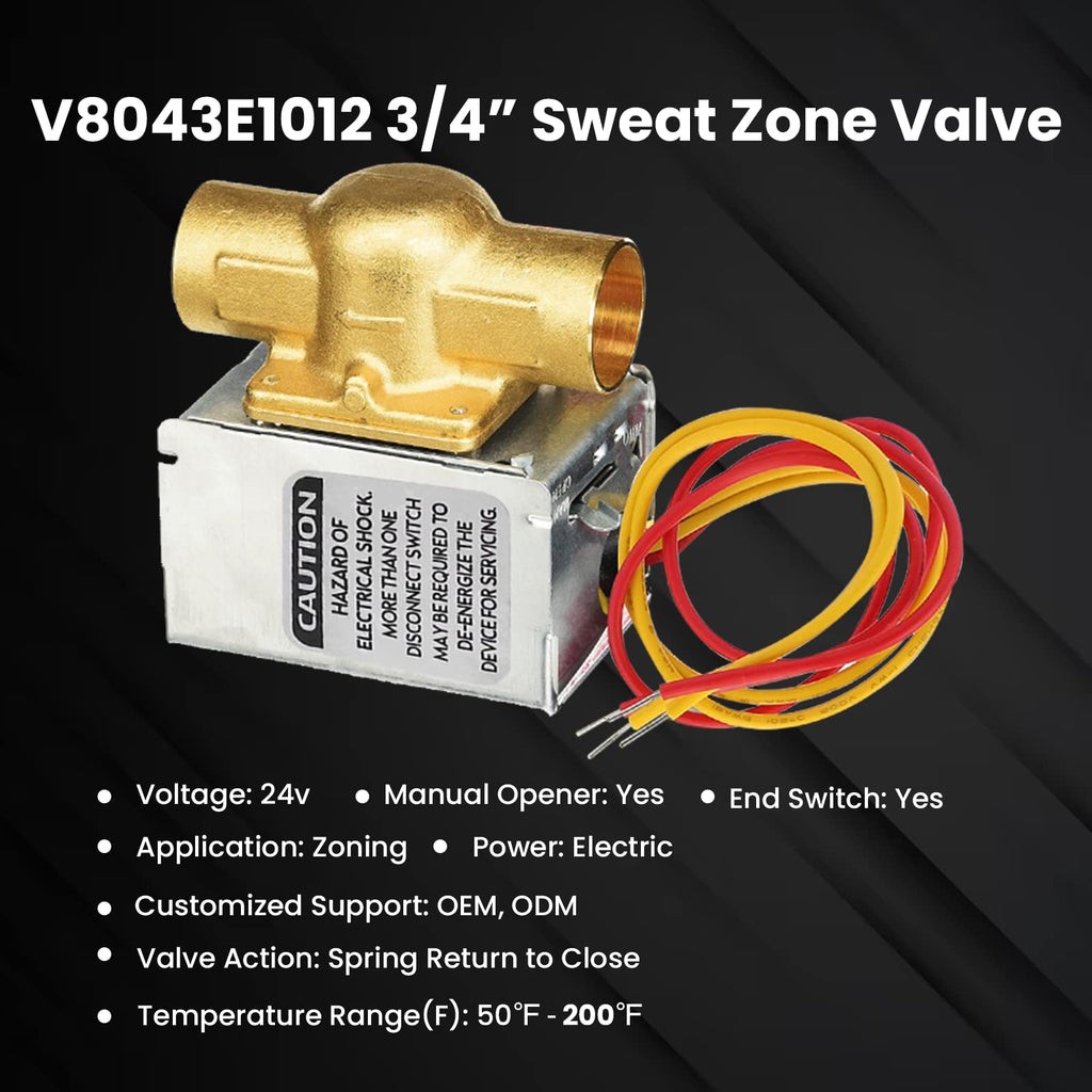 V8043E1012 Zone Valve for Honeywell V8043E Series, 3/4" Sweat Connection