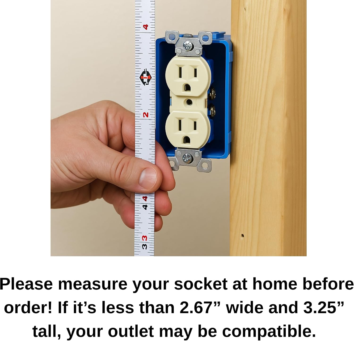 Outdoor Waterproof Outlet Cover, 2.67" x 3.25" Small Socket Protector– Self Adhesive Wall Plate Cover for Single-Gang