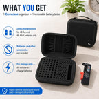 Battery Organizer Storage Case with Tester for 96 AA AAA Batteries | Pre-Cleared Foam Holds 48 AA and 48 AAA, Hard