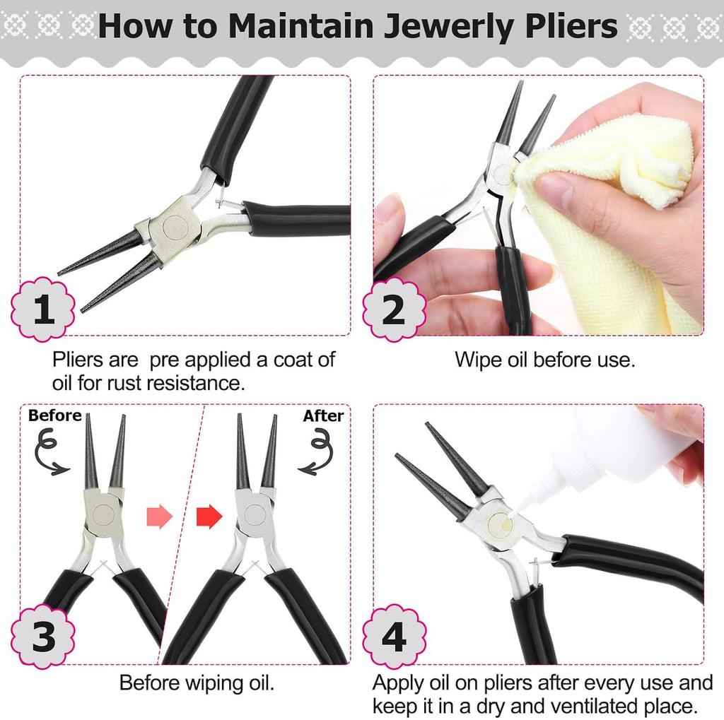 Jewelry Pliers, Cridoz Beading Pliers Set with Needle Nose Pliers, Round Nose Plier and Wire Cutter for Jewelry