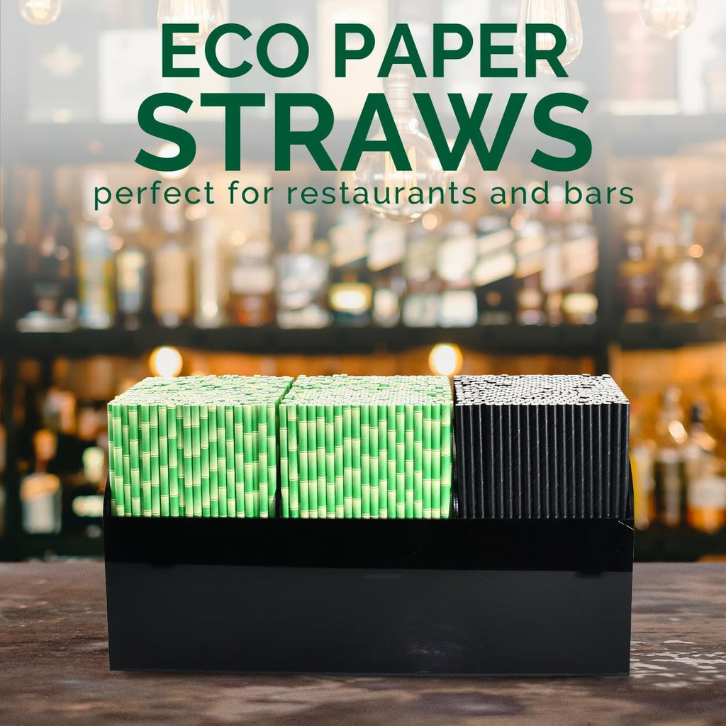7.75" Green Bamboo Paper Drinking Straws Bulk 1000 Disposable Biodegradable