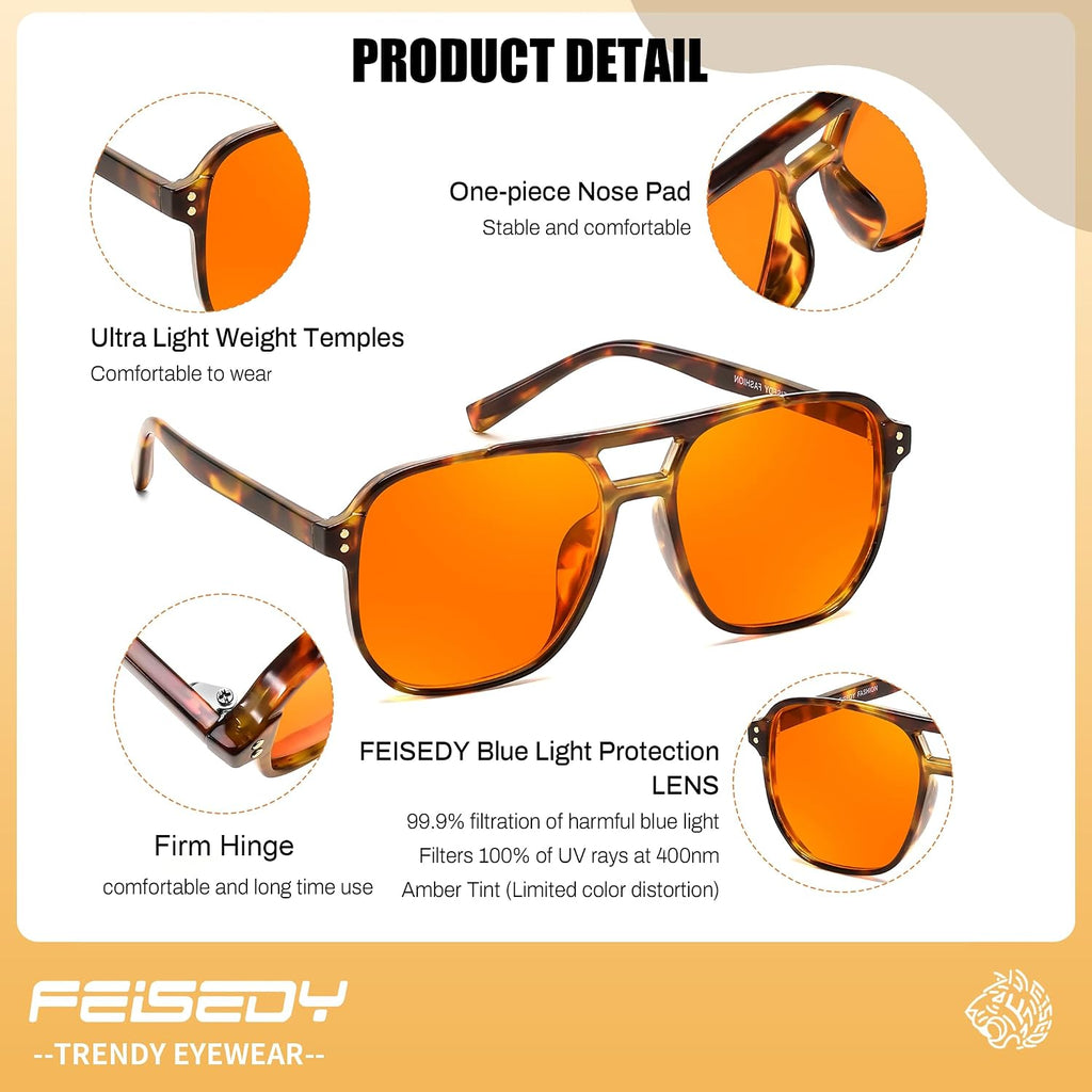 Blue Light Glasses for Computer Gaming Anti Eyestrain Glasses G2835 | Blue Light Blocking,Orange/Yellow/Red Lens,Anti