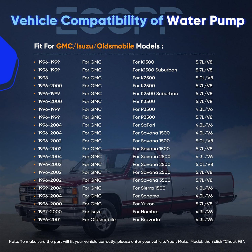 ECCPP AW5077 Water Pump w/Gasket for Chevrolet Silverado 1500 Tahoe S10