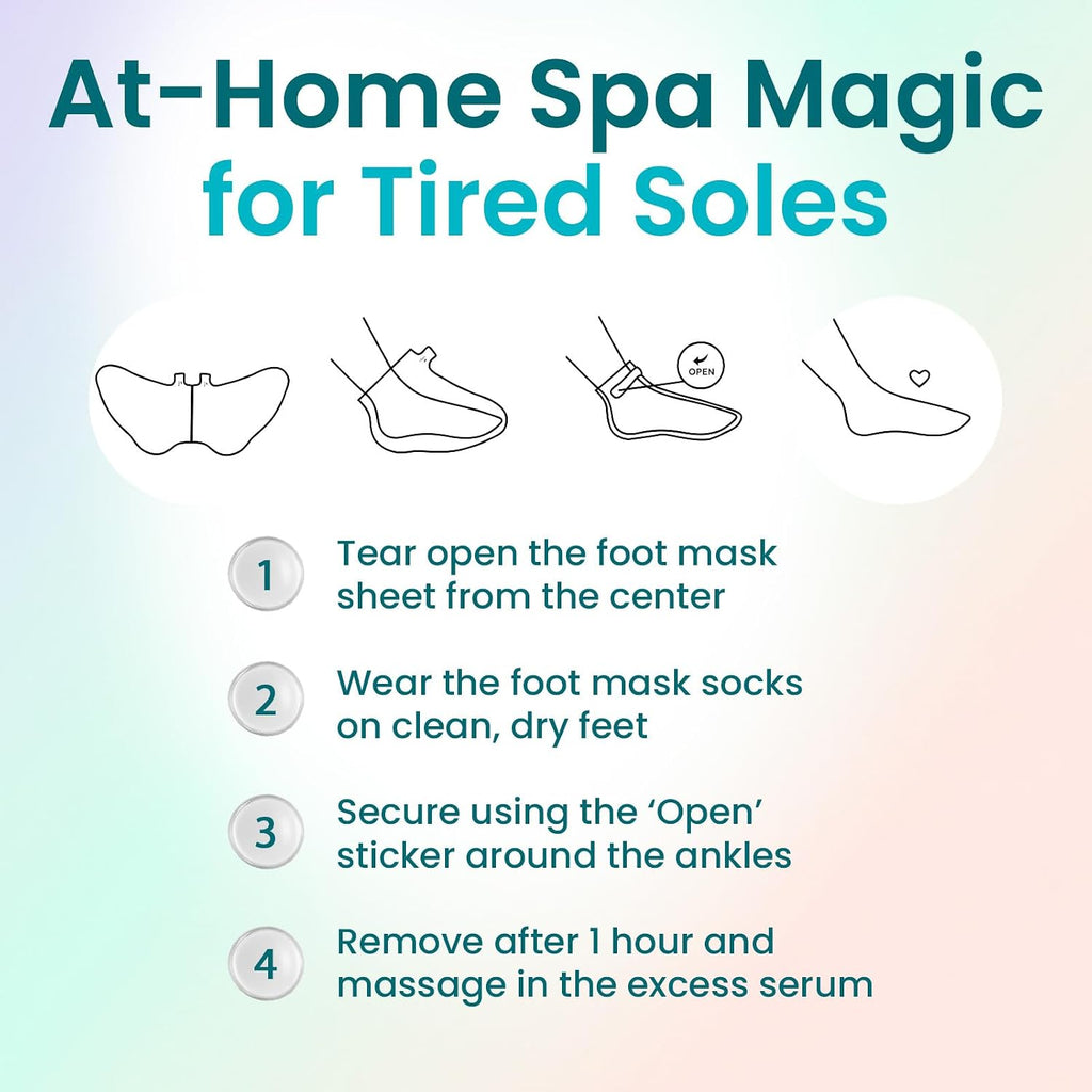 Foot Peeling Mask (6 pairs) Exfoliating Foot Mask for Dry Cracked Feet with Lavender, Aloe Vera, Peach & Shea Butter