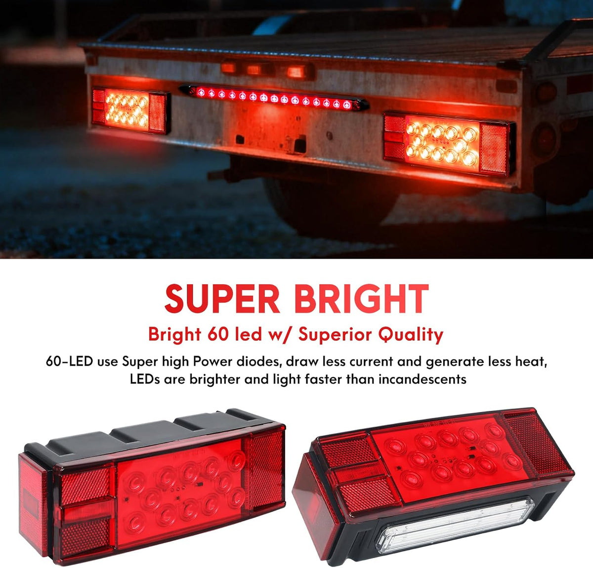 LED Boat Trailer Lights Submersible Trailer Light Kit Waterproof Tail Light
