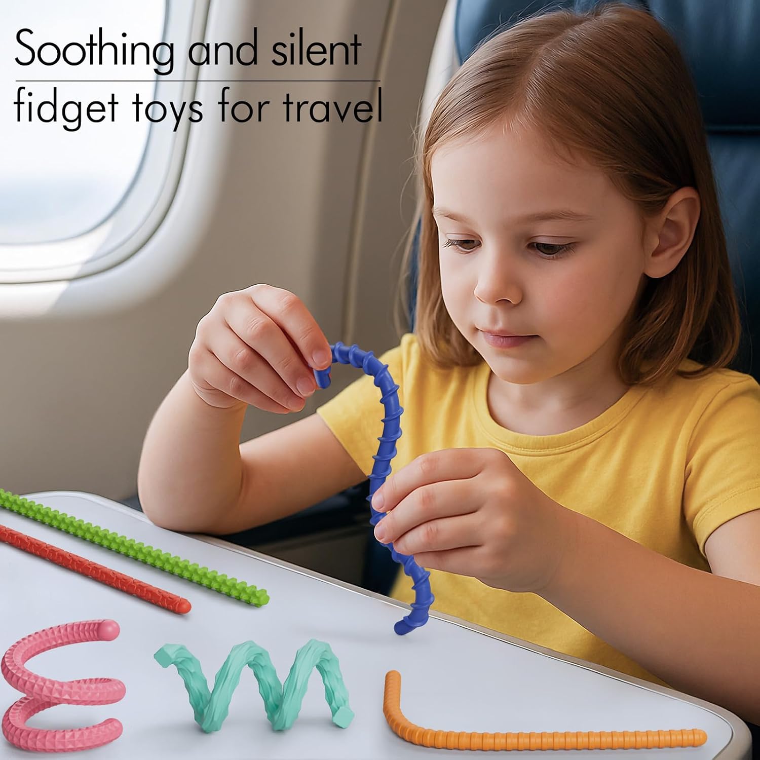 Sensory Fidget Toys for Kids Adults,6PCS Flexible Fidget Sticks for Stress Anxiety Autistic ADHD, Calm Down Travel