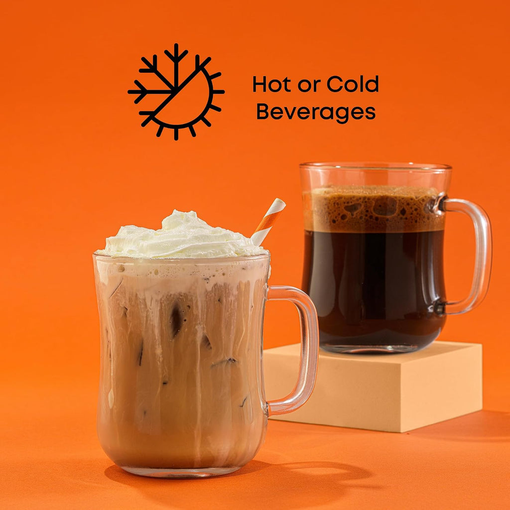 Glass Coffee Cups - 15.5oz Diner Coffee Mug Set of 4. Clear Coffee Mugs, Cappuccino & Latte Glasses